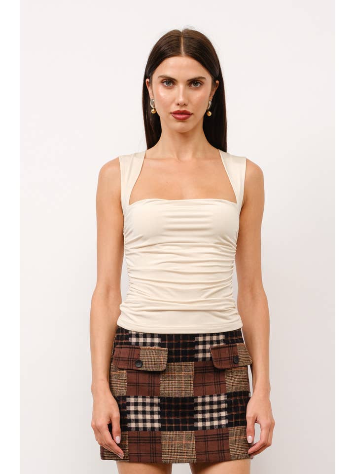 Blair Gathered Sleeveless Top - Ivory for wholesale on Faire