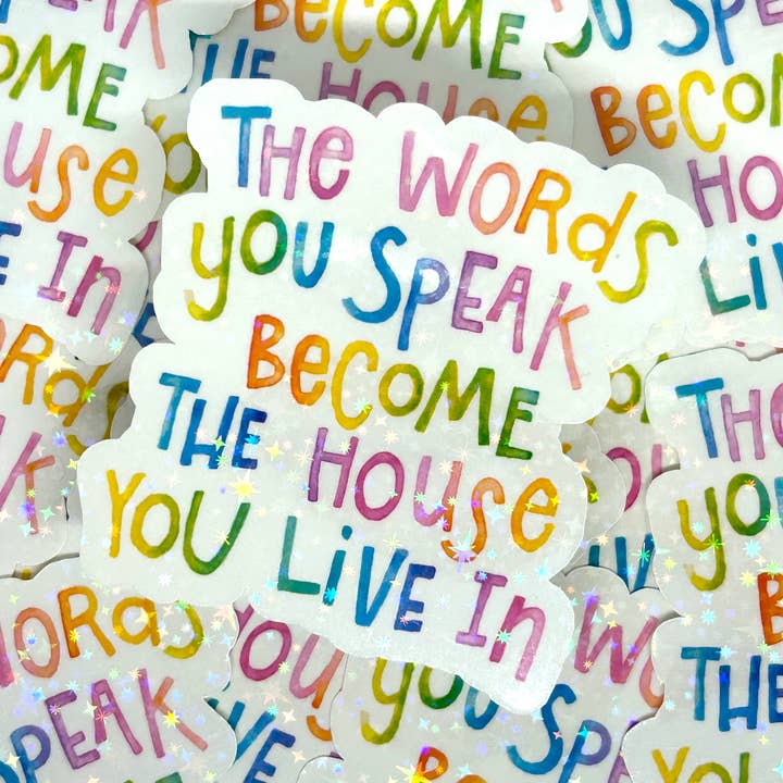 De woorden die je spreekt waterdichte sticker: aquarel sticker voor wholesale door stickersbyjodi