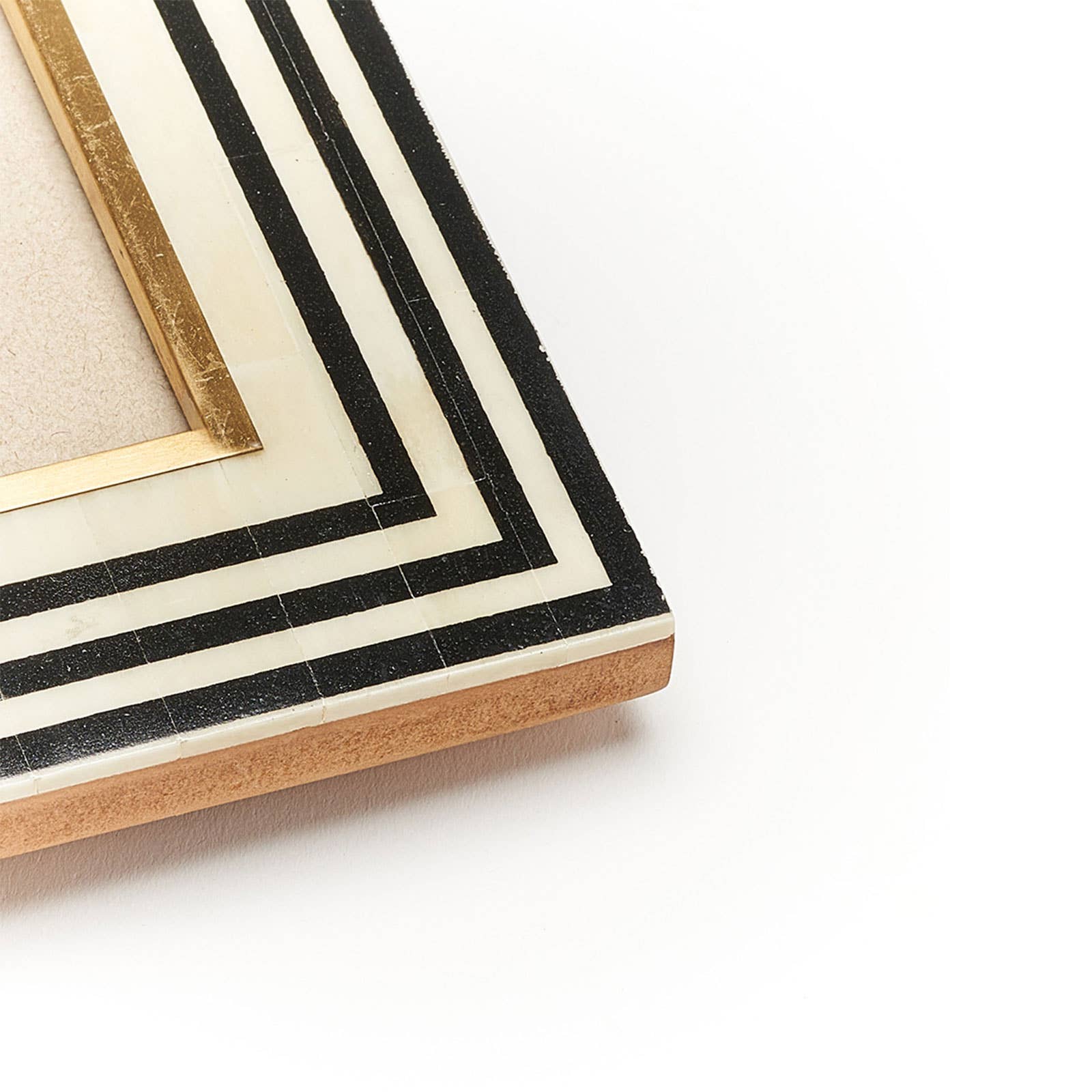 Matr Boomie Fair Trade - Wholesale Picture Frame - Rajiva 4x6 Black Cream Picture Frame- Fair Trade Carved Bone1