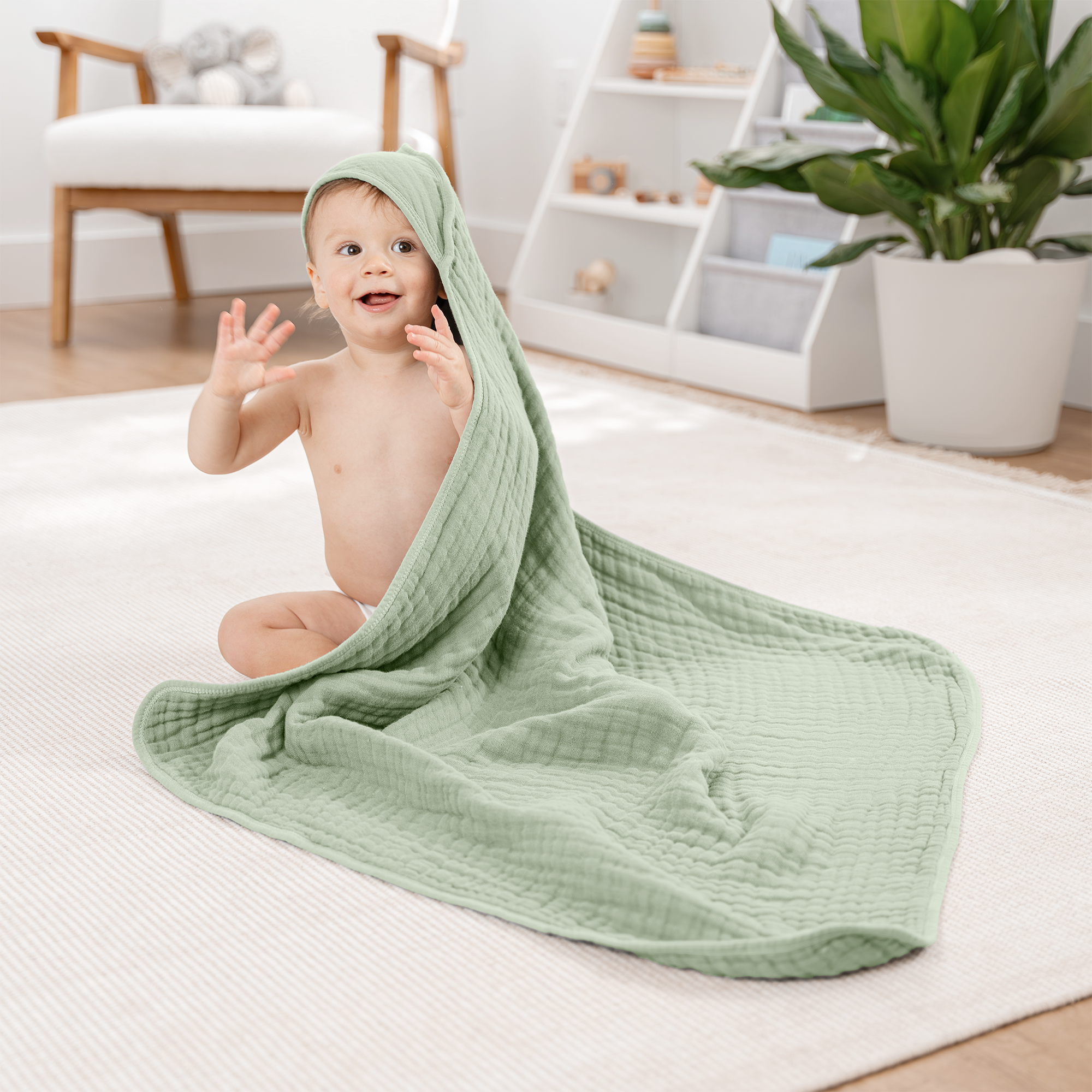 Comfy Cubs - Vendita all'ingrosso Asciugamano con cappuccio - Bambini e neonati - Asciugamano con cappuccio per neonati, 6 strati 100% cotone mussola di Comfy Cubs89