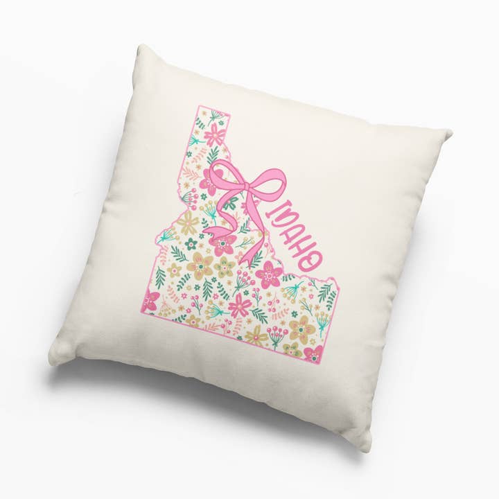 Idaho Coquette Floral Bow Decorative Throw Pillow Cottage for wholesale by Daisy Mae Designs