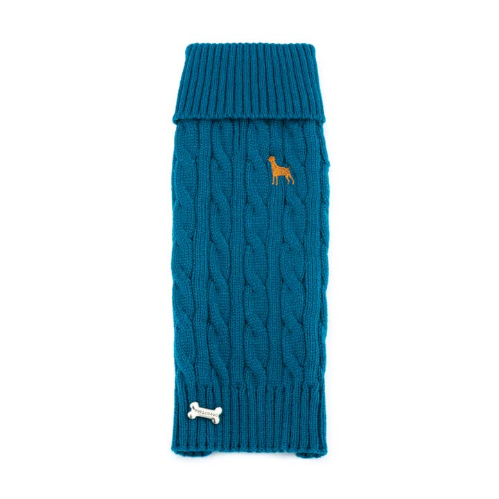 Cable Knit Dog Sweater Teal for wholesale by PetLondon