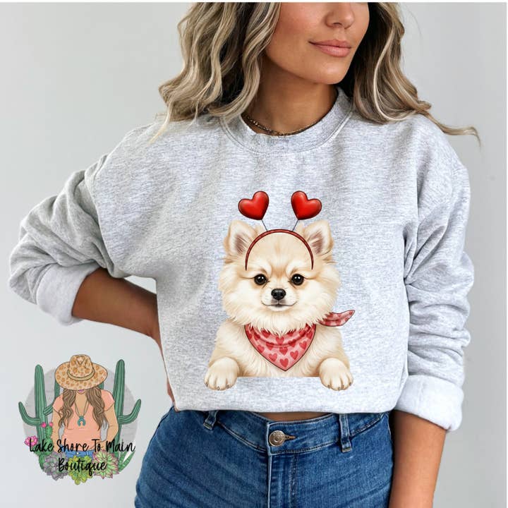 Cute Valentine's day sweatshirt - Valentine Pomeranian cream for wholesale by Lake Shore To Main