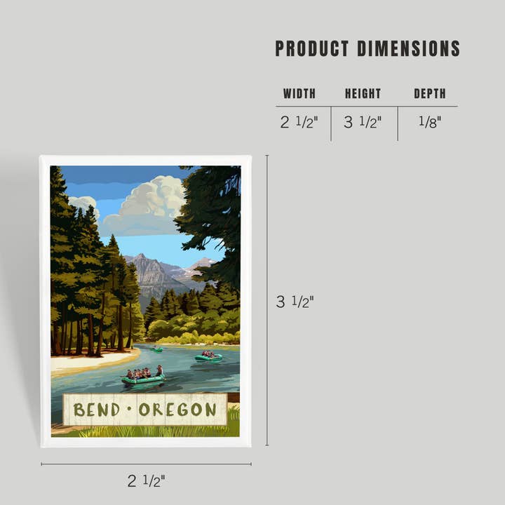 Lantern Press - Wholesale Magnet - MAGNET Bend, Oregon, River Rafting