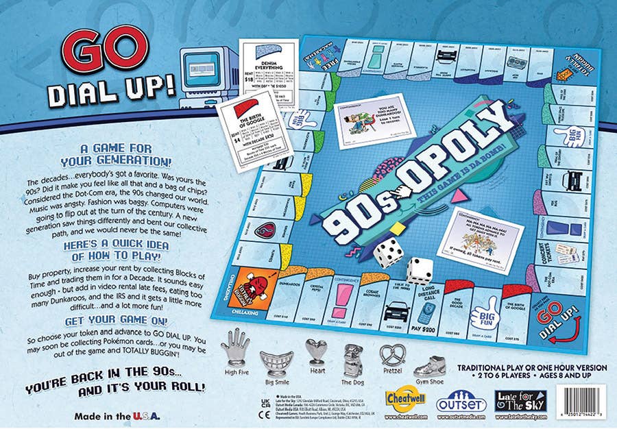 Outset Games and Cobble Hill Puzzles - Wholesale Board Game - 90s-Opoly Board Game, by Late for the Sky1