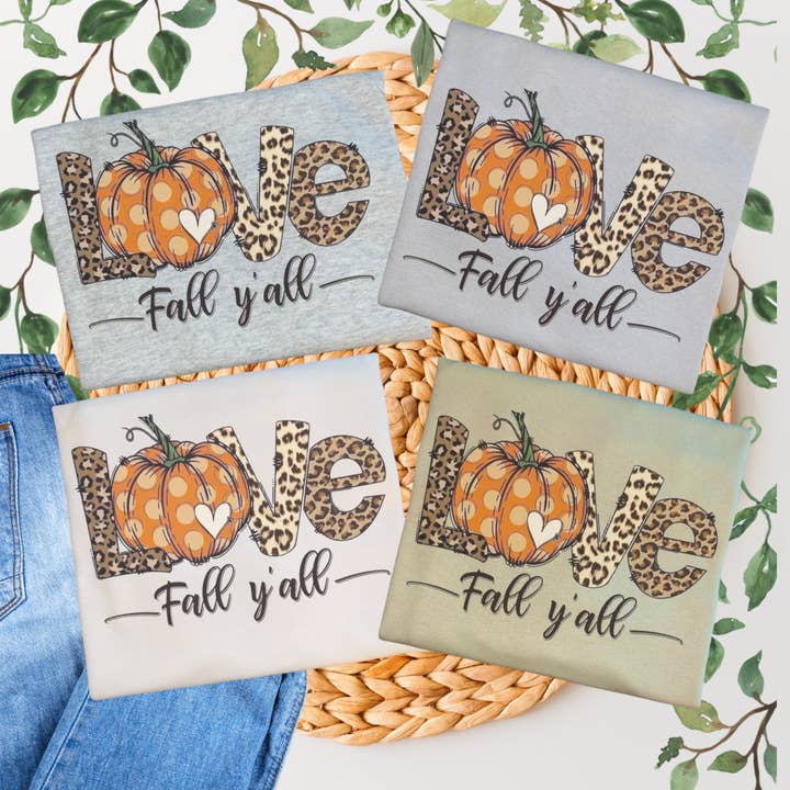Duck Creations Wholesale - Wholesale Screen Printed T-Shirt - Women's - Love Fall Y’all T-shirt 1