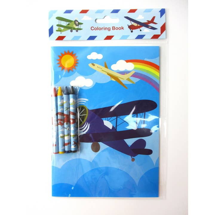 Tiny Mills - Wholesale Colouring book – Child & baby - Airplane Coloring Books with Crayons Party Favors, Set of 124