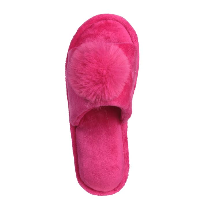 Roxoni - Wholesale Slippers - Kids - Girl's Slipper Lovely Velvet Pom-pom Open Toe