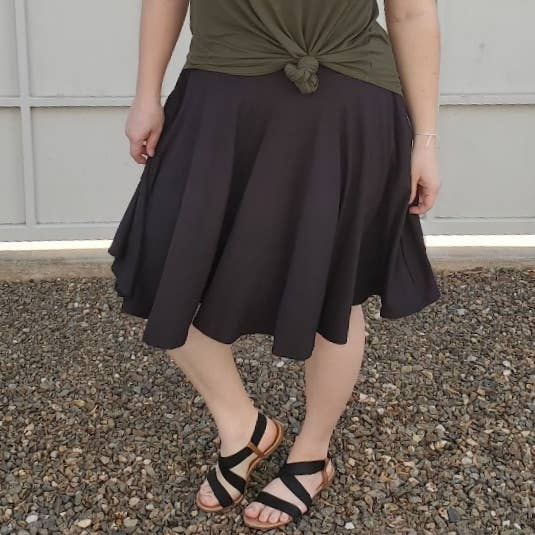 Solid Black Circle Skirt for wholesale by Southwest Legging Company