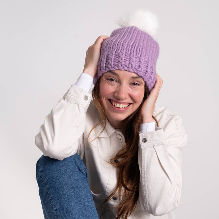 Wool Couture Company – wholesale DIY craft kit – Pom Pom Hat Easy Knitting Kit4