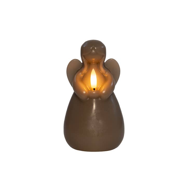 DRYdecorations - Wholesale Novelty Candle - Kaars wax Engel met led lamp TAUPE