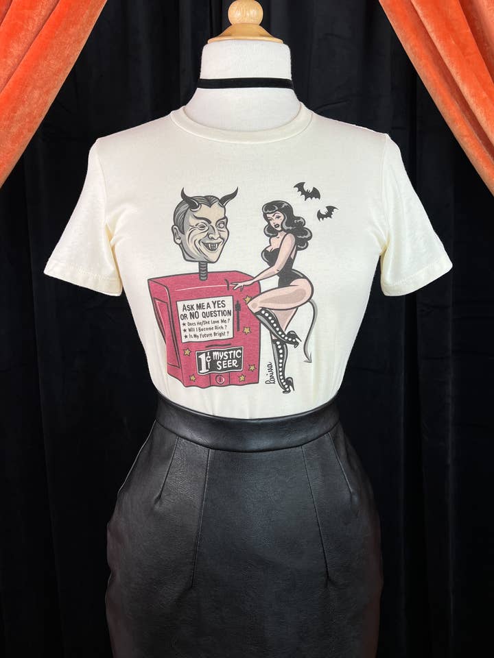 Devil's Fortune Fitted Tee in Ivory for wholesale by Mischief Made