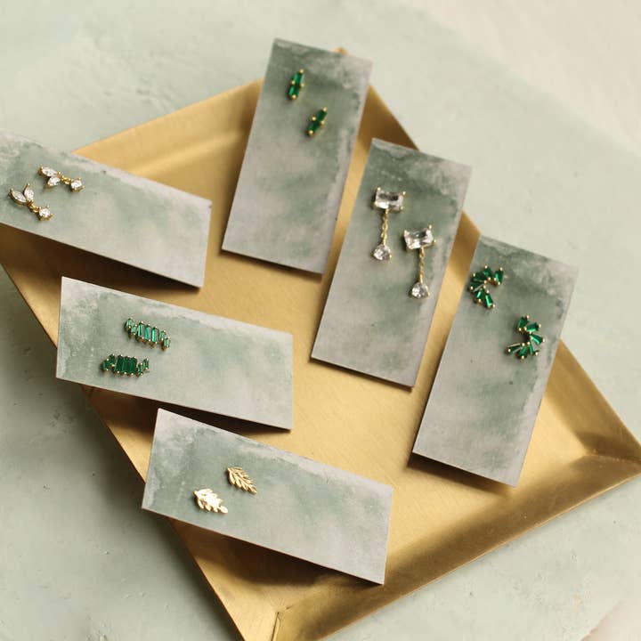 Silk Purse, Sow's Ear โ wholesale Stud/post earrings โ Emerald Green Ladder Baguette Stud Earrings7