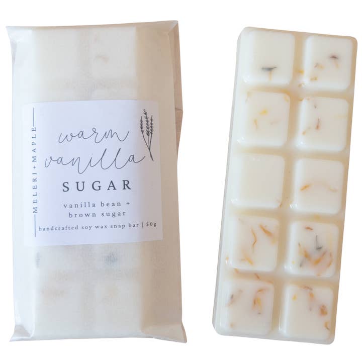 Warm Vanilla Sugar Scented Snap Bar Wax Melt for wholesale by Meleri and Maple Co