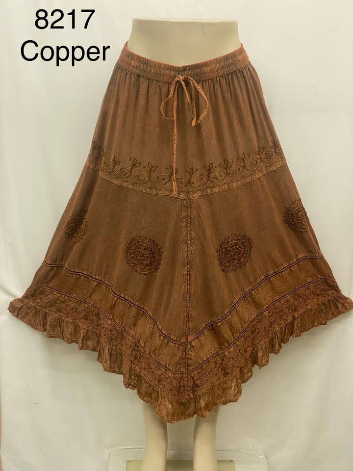 JUST CRUISING - India Casual Designs - Wholesale Skirt - Women's - Handcrafted Embroidered Handkerchief Hem Skirt2