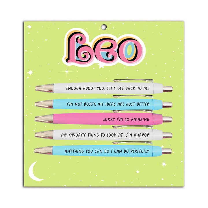 Ensemble de stylos Lion (astrologie, zodiaque, drôle, cadeau, ami, stylos) pour la vente par FUN CLUB
