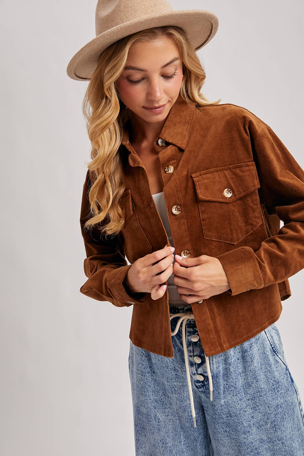 Bluivy - Wholesale Jacket - Women's - CORDUROY CROPPED BUTTON DOWN SHIRT JACKET17