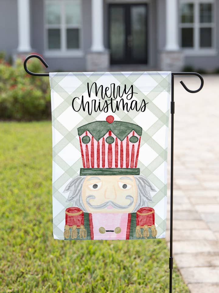Pink Nutcracker Christmas Garden Flag for wholesale by The Navy Knot