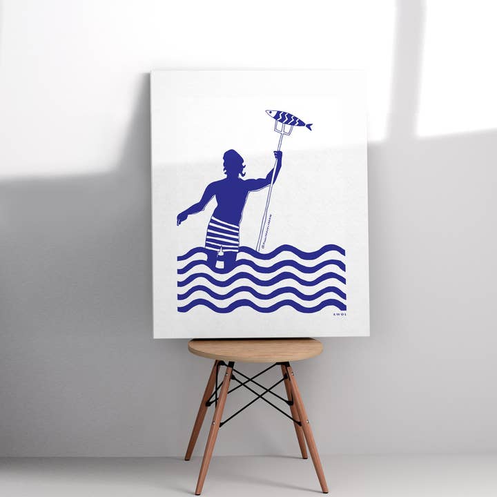 Gone Fishing Konsttryck, Strandsemesterkonstverk: Tryck på duk för wholesale av Creations Awol