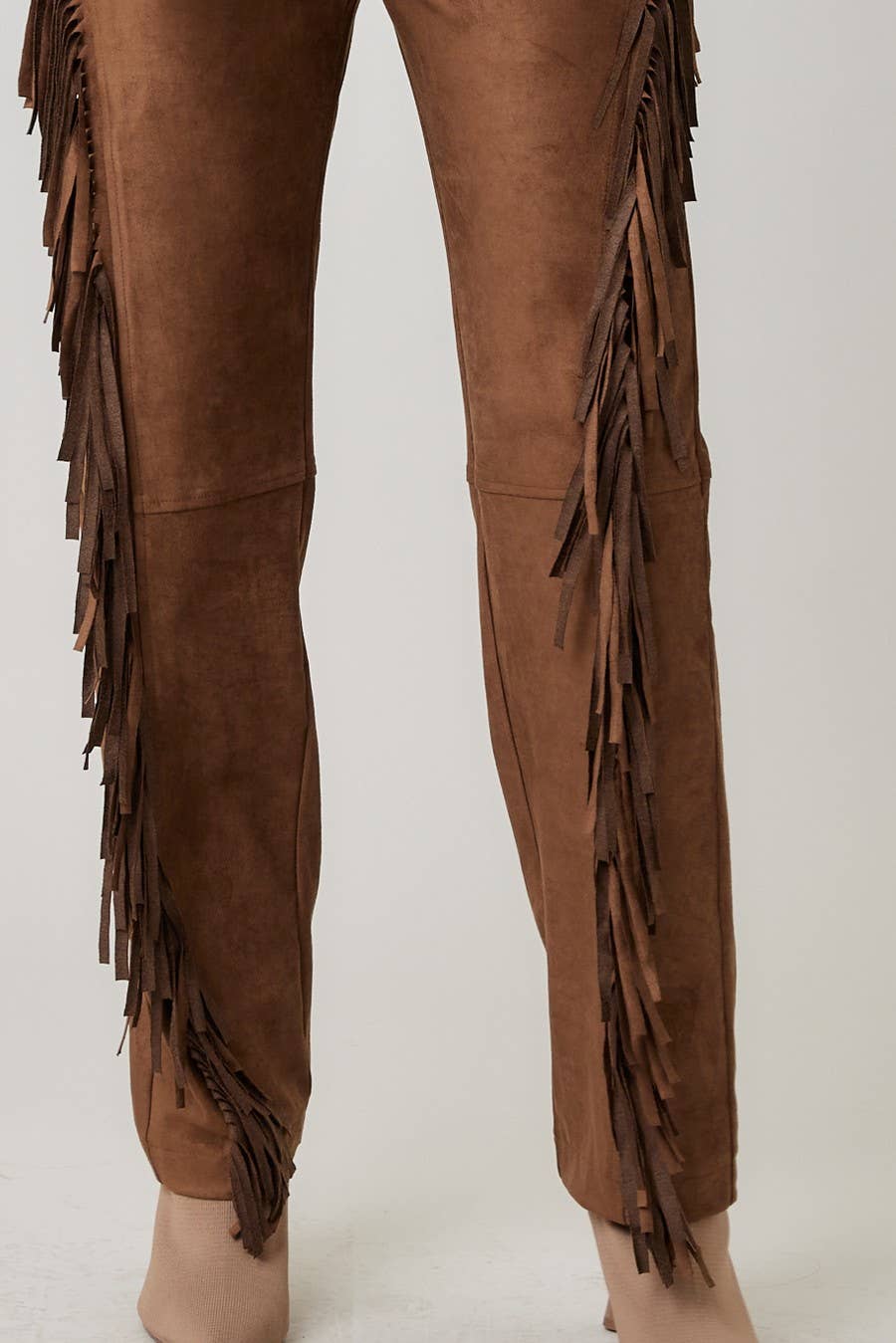 MOCHA Suede Fringed Pants for wholesale on Faire2