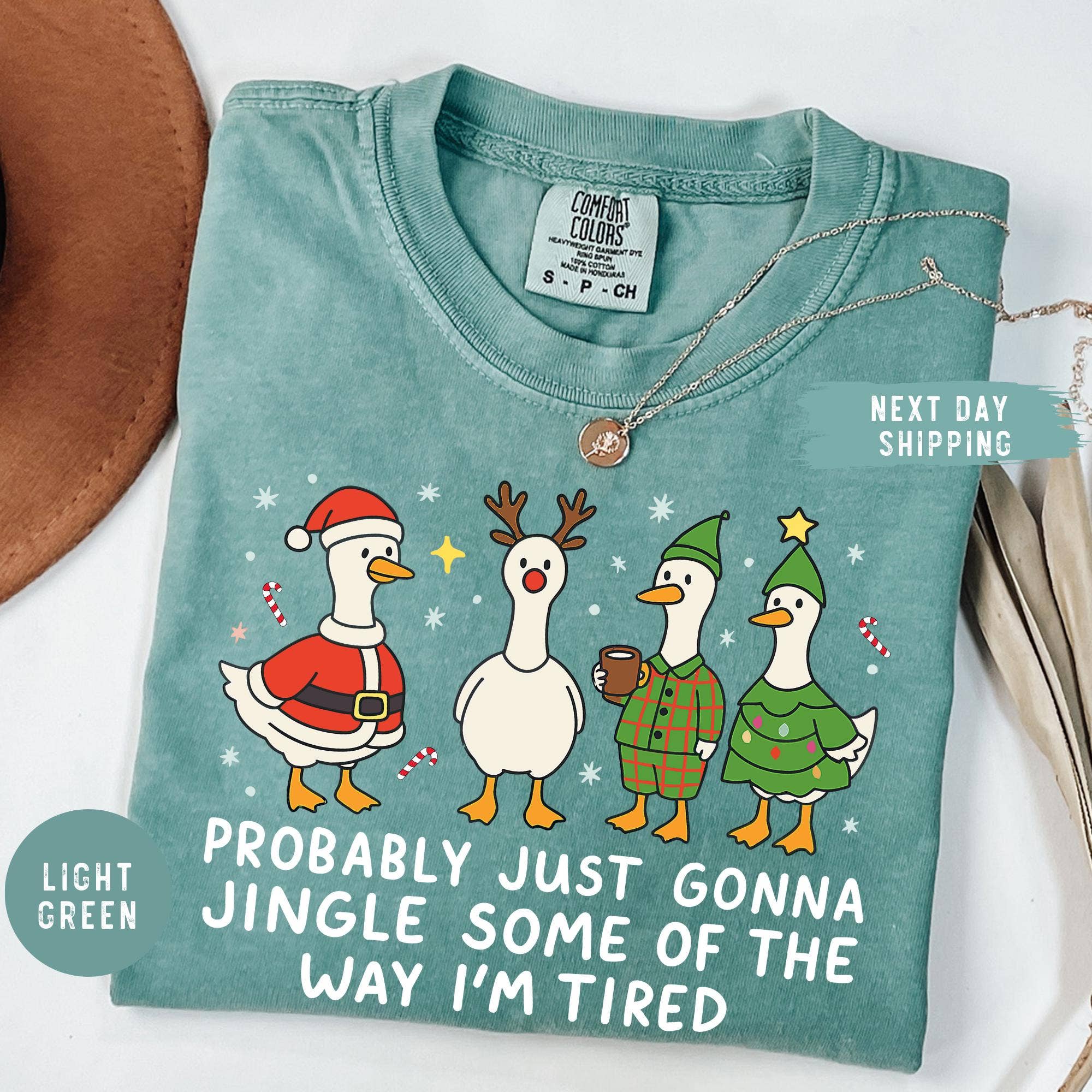 Glaime - Wholesale T-Shirt (Graphic) - Women's - Comfort Colors Christmas Goose Shirt, Holiday Xmas Sweater1