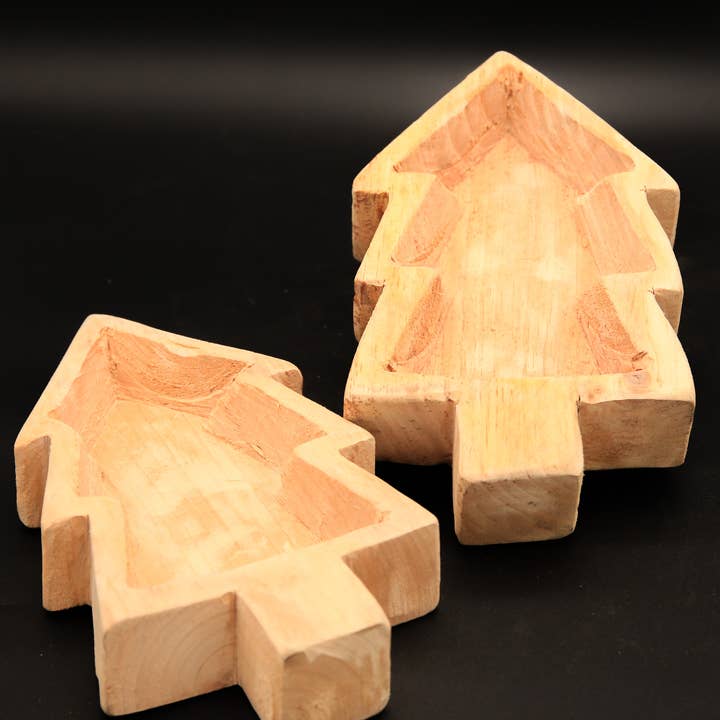 Forever Green Art - Wholesale Decorative Plate/Dish/Bowl - Christmas Tree Wood Dough Bowl