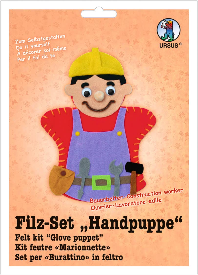 URSUS® / Buntpapierfabrik Ludwig Bähr GmbH & Co. KG - Wholesale DIY Craft Kit - Kids - Felt Set "Hand Puppet Construction Worker"0