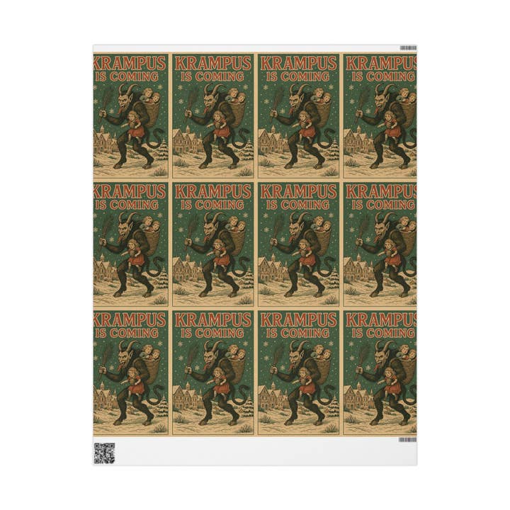 Goth Cloth Co. - Wholesale Flat Wrap - Krampus is Coming Gift Wrap