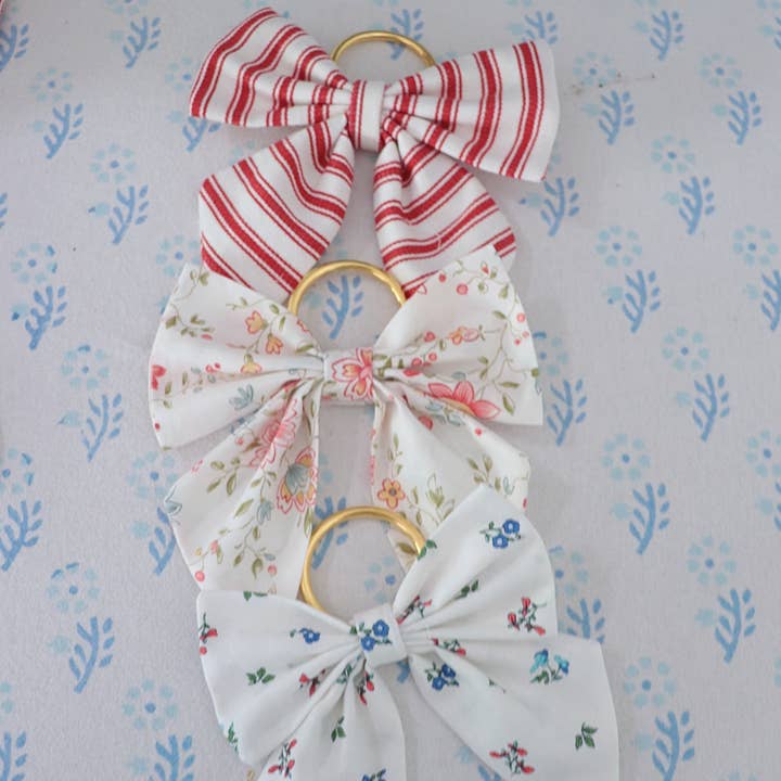 Pretty Homestyle - Wholesale Napkin ring - Bow Napkin Ring Red Ticking Stripe Set of two5