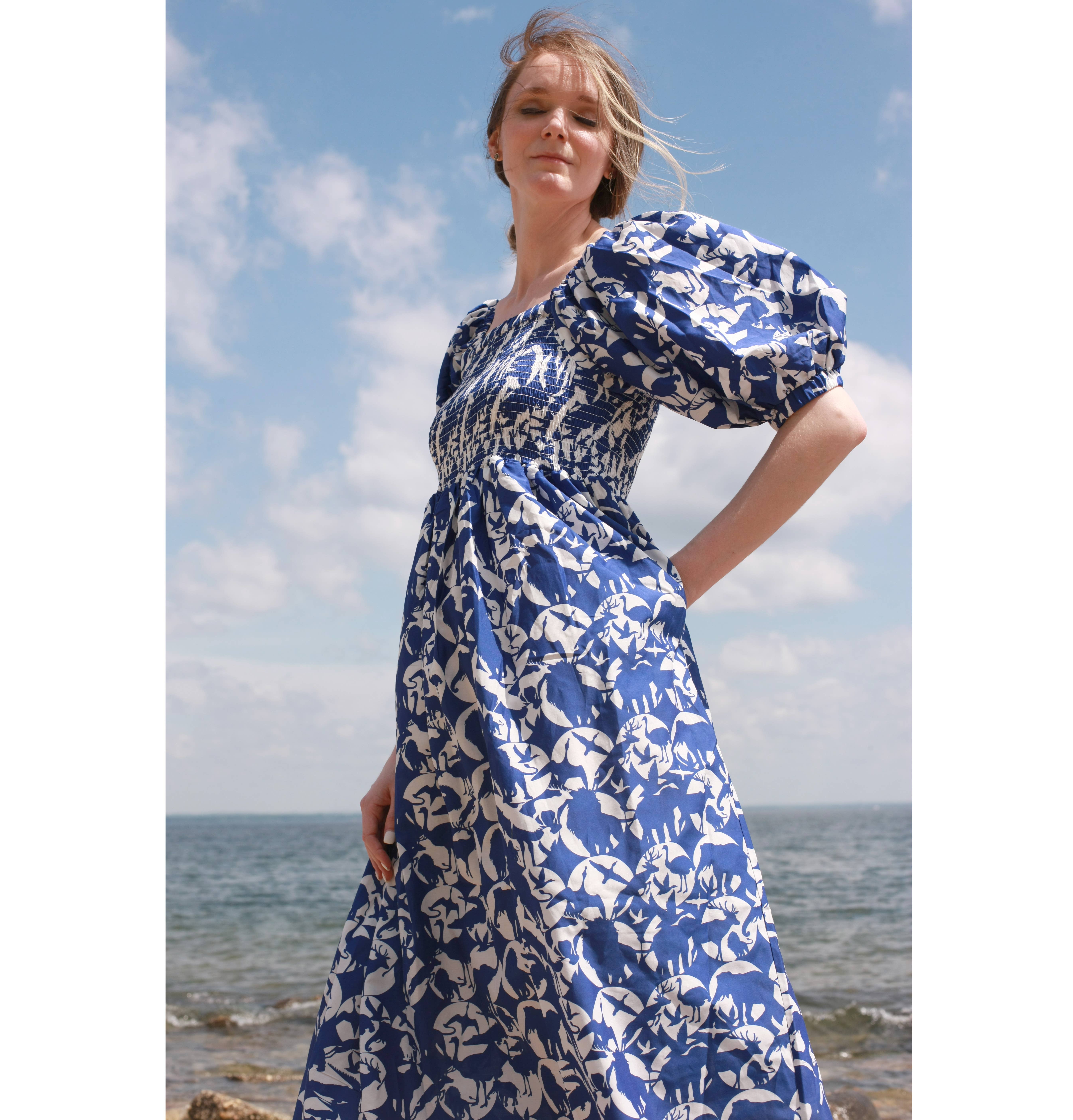 Jessie Zhao New York - Wholesale Dress - Women's - Animal World Smocked Cotton Silk Dress8