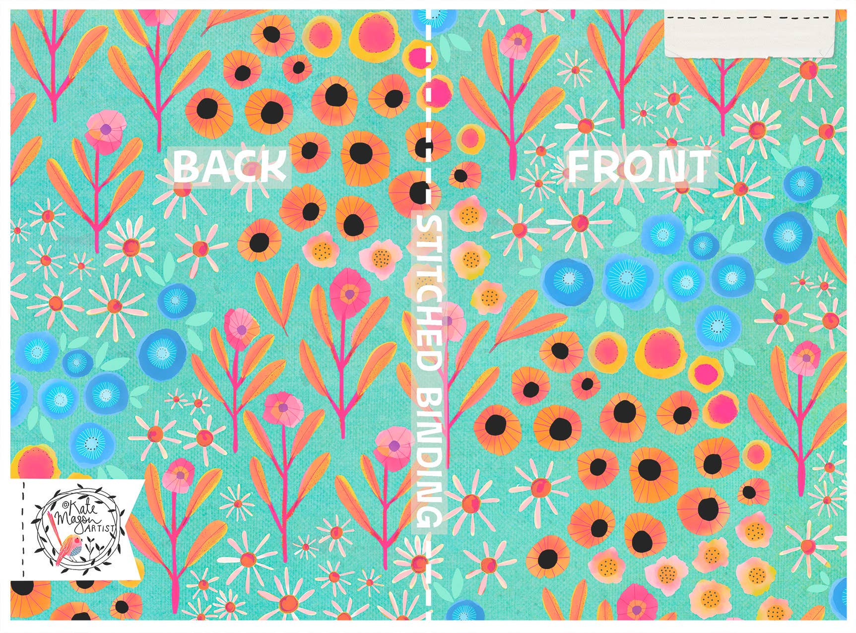 Kate Mason Artist - Wholesale Notebook - Florally Floral Aqua NOTEBOOK5