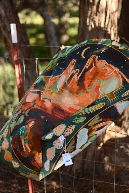 Tirzah Lane Art - Wholesale Scarf - Women's - Large 100% Mulberry Silk 35x35: Desert Nights Western Wild Rag Cowgirl3