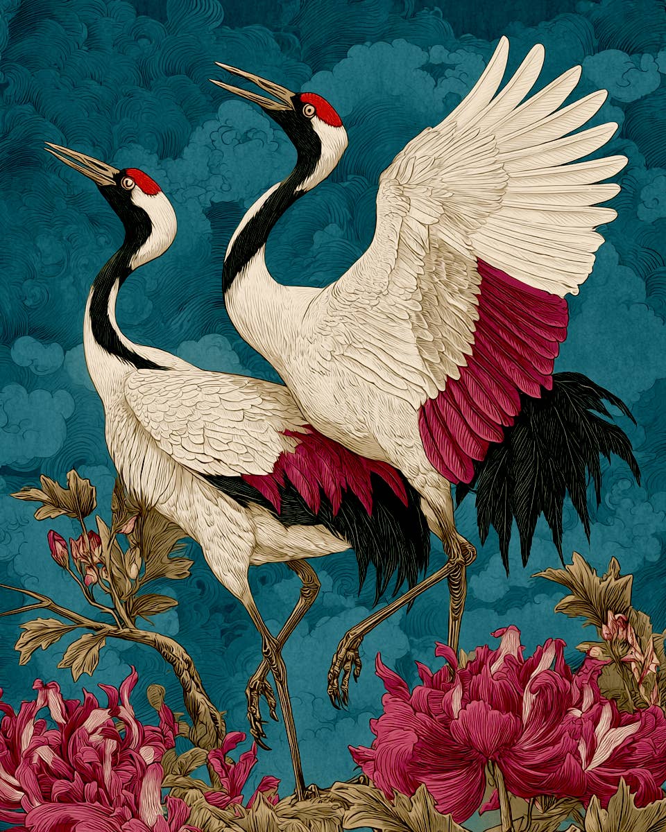 Mowbi - Wholesale Art Print - Utsukushī Cranes Japanese Pop Art Print - 8"x10" Artwork for 11"x14" Frame