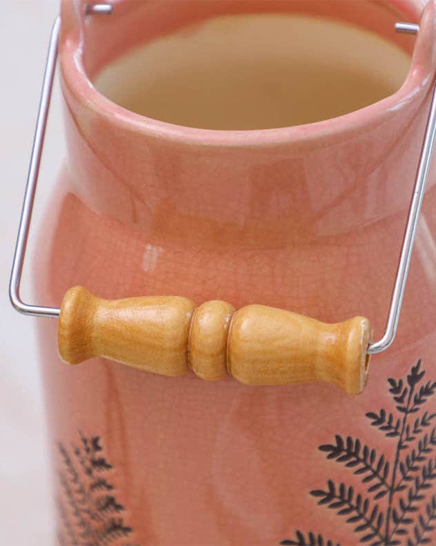 Dibor – wholesale Vase – Fern Leaf Embossed Pink Milk Churn Flower Vase10