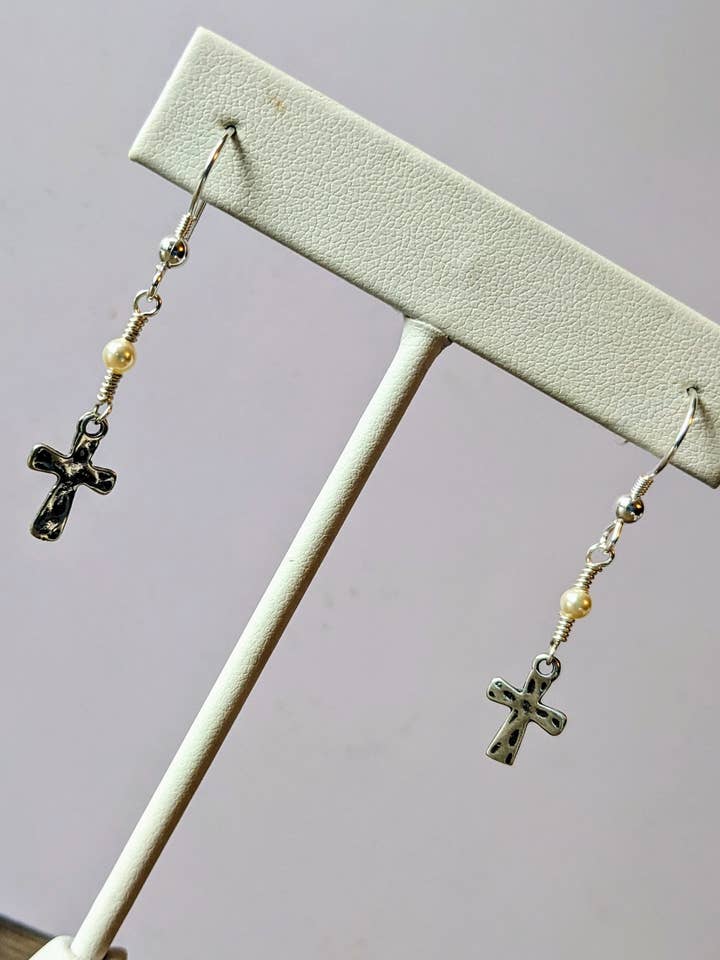 Dainty Cross Earrings for wholesale by North Fork Jewelry Design, LLC