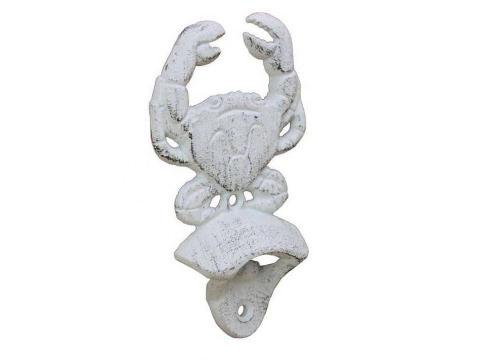 Hampton Nautical - Vendita all'ingrosso Apribottiglie - Apribottiglie a forma di granchio da parete in ghisa imbiancata, 15,2 cm2