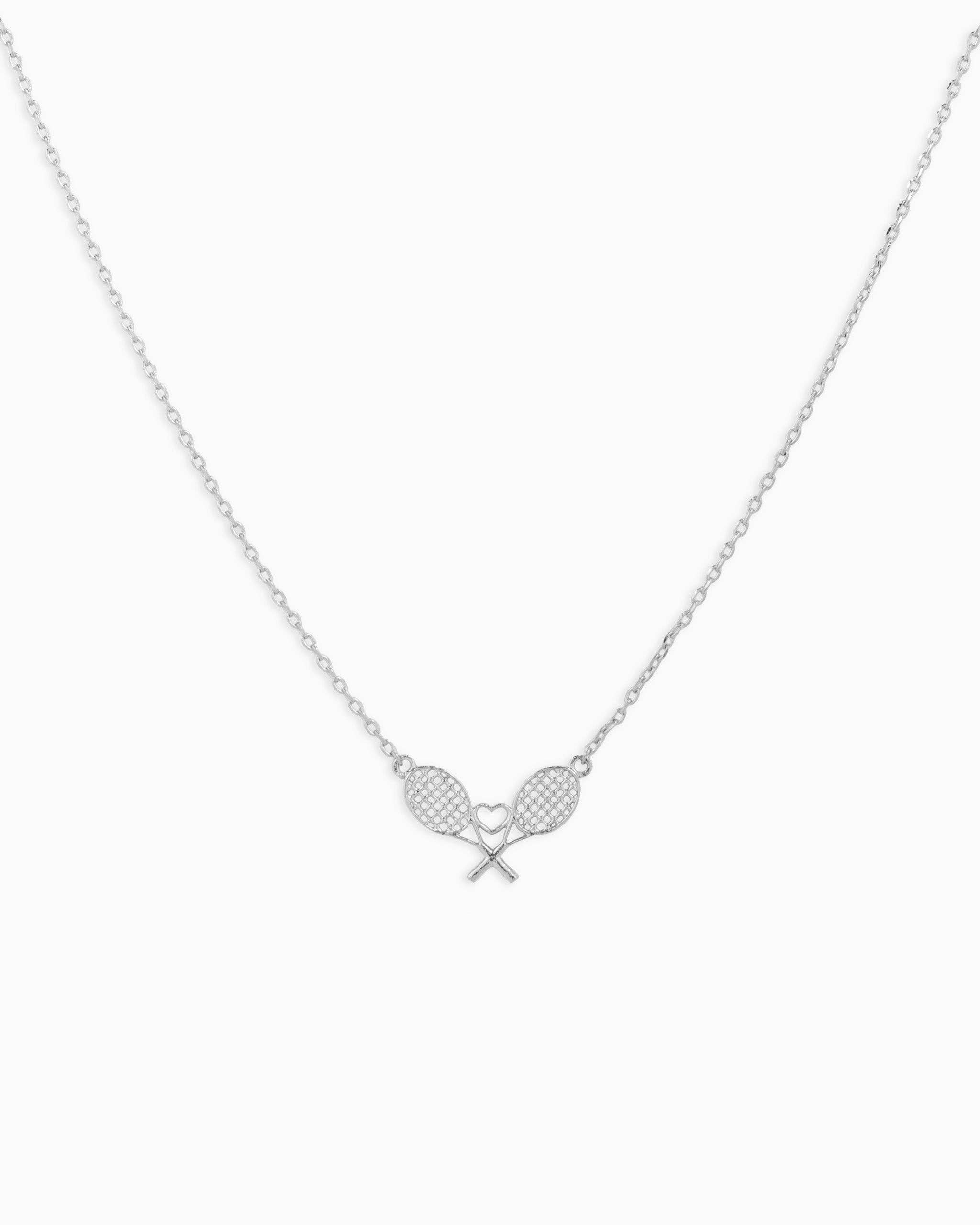 Sessori - Wholesale Pendant/Charm Necklace - Double Tennis Racket with Heart Cutout Pendant Necklace0