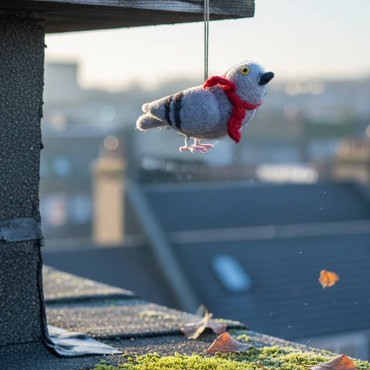 Felt So Good - Wholesale Ornament - Handgemaakte Duif met een Sjaal Hangende Vogelversiering
