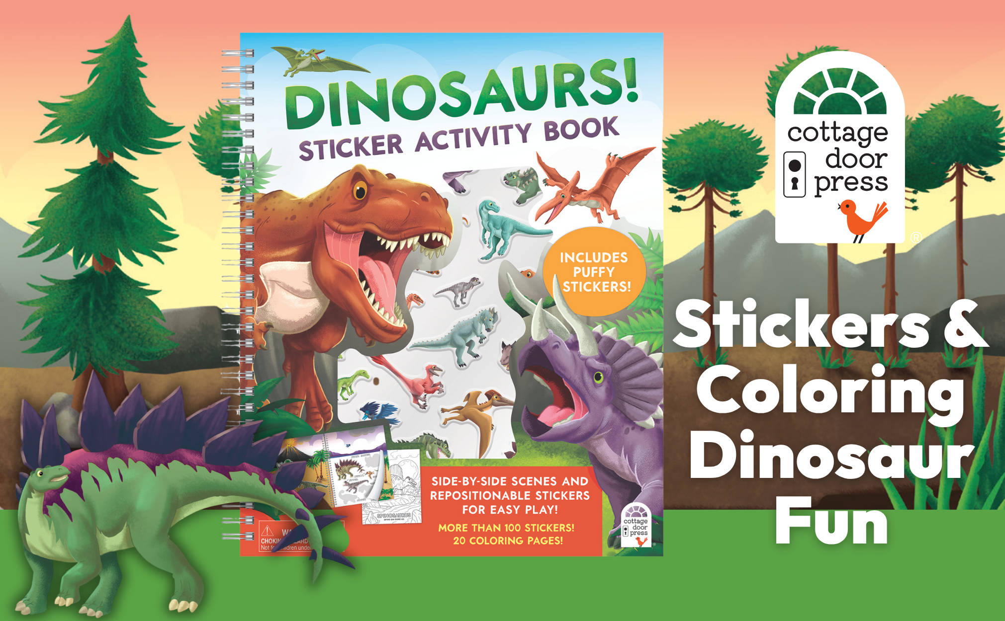 Cottage Door Press - Wholesale Coloring & Activity Book - Kids & Baby - Dinosaurs Sticker & Coloring Activity Book1