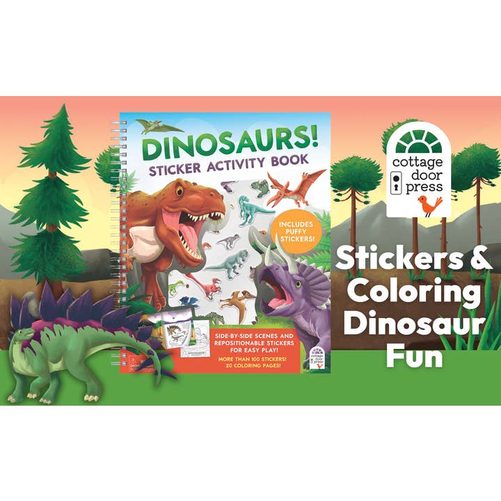 Cottage Door Press - Wholesale Coloring Book - Kids & Baby - Dinosaurs Sticker & Coloring Activity Book1