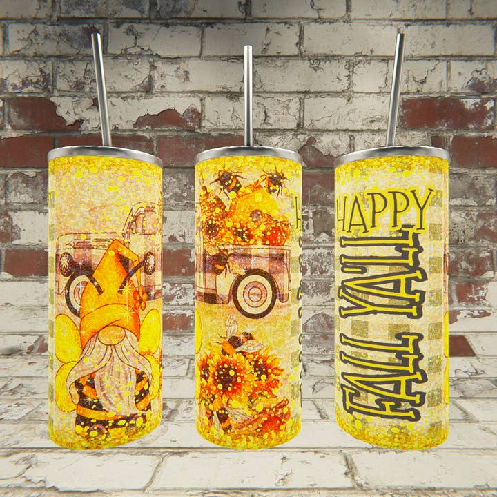 Happy Fall Y'all Truck-yellow for wholesale by Triple D's Tumblers n More