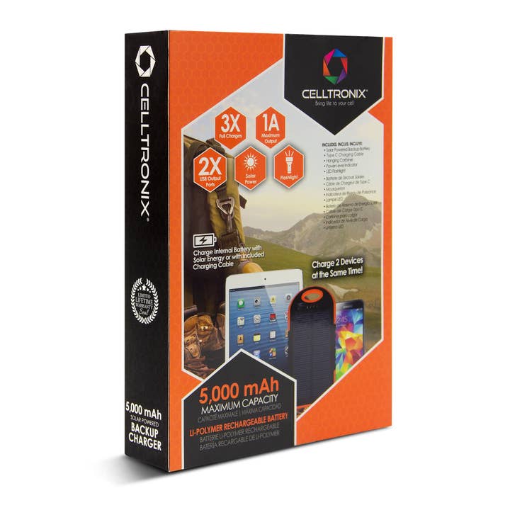 Cloudz - Wholesale Portable Charger - Celltronix MCX 5,000 mAh Solar Charging Backup Power Bank1