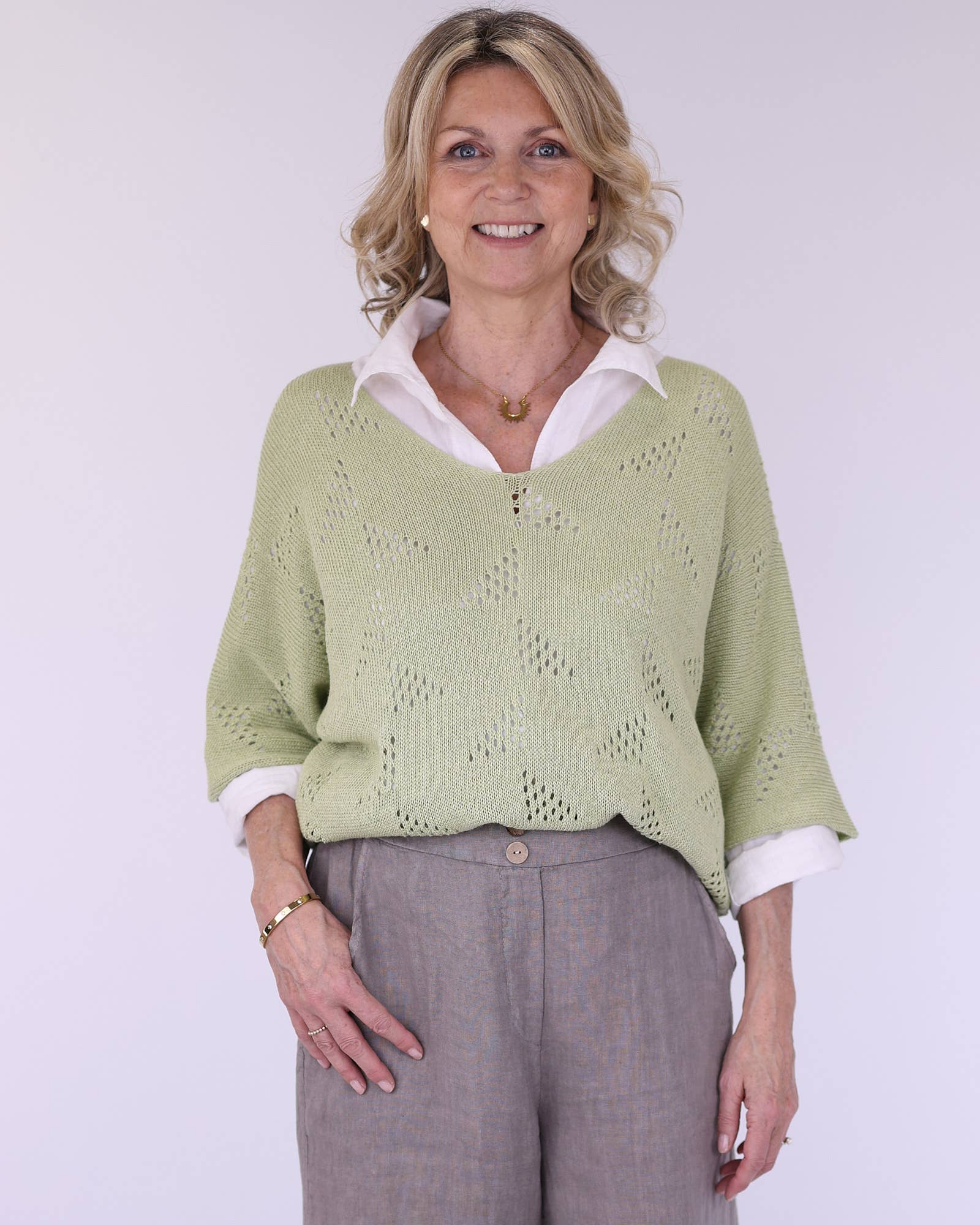 Cadenza Italy Ltd – wholesale Knit top – Women's – Cotton Blend Patterned Tunic5