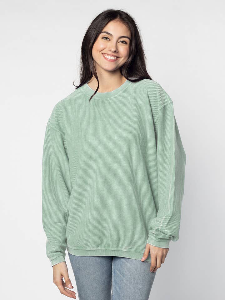 The Original Corded Crew in Sage Green for wholesale on Faire