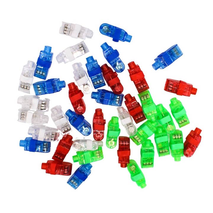 Red, White, Blue, and Green LED Finger Lights for wholesale by Plush Appeal LLC