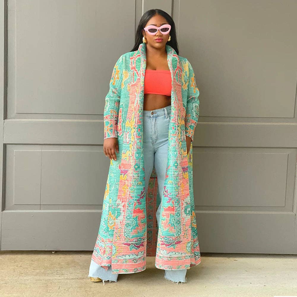 omgstyles - Wholesale Jacket - Women's - FREE SIZE OPEN FRONT PLEATED LONG JACKET COAT 6