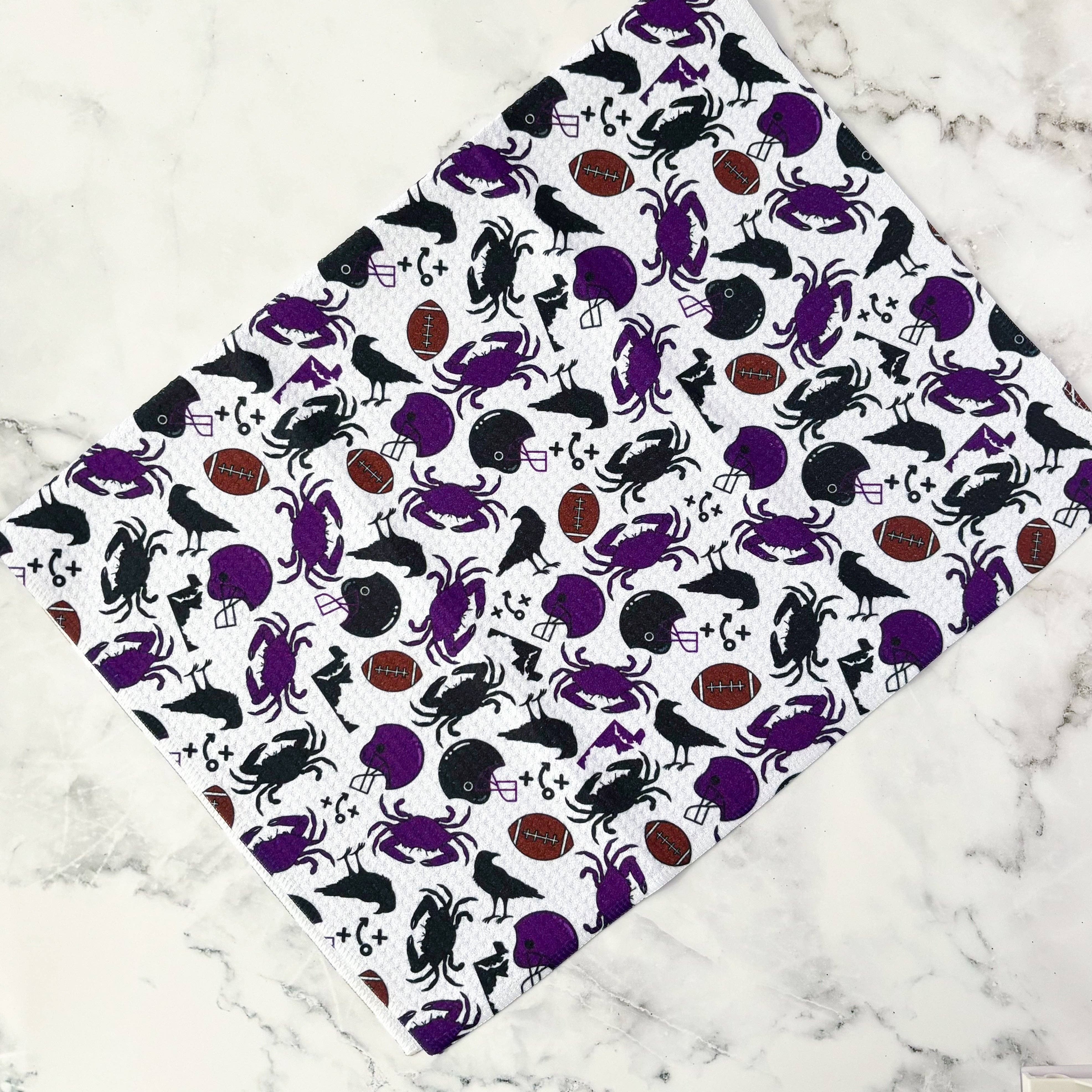 Jami Creates - Wholesale Tea Towel - Baltimore Ravens Patterned Waffle Kitchen Dish Towel1