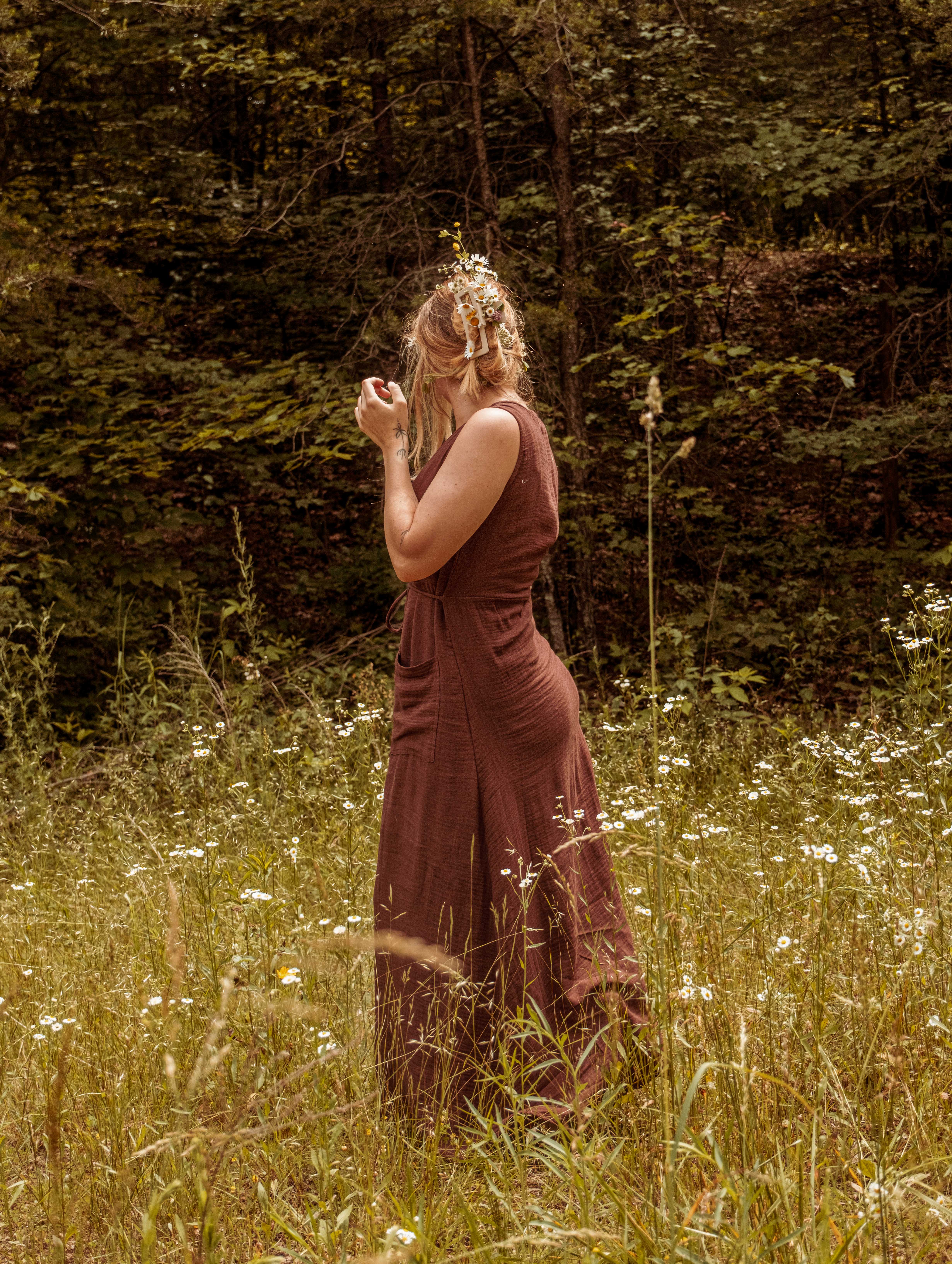 Gardenbelle Shop - Vendita all'ingrosso Vestito - Donna - Abito lungo stile bohemien in cotone biologico e bambù con bottoni, modello duster18