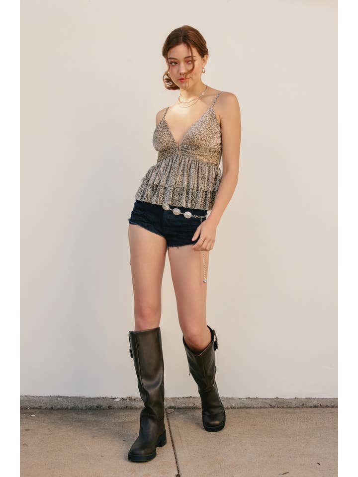 MOONLIGHT UMBER Roaring Deep V-neck Pleated Top (1) for wholesale on Faire3