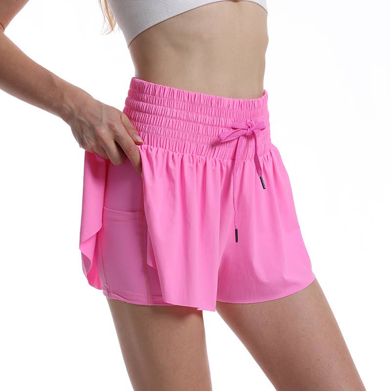 Rosa Clothing - Wholesale Shorts - Women's - Flowy Butterfly Athletic High rise Shorts with inner pocket4